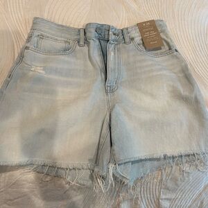 Madewell Blue Jean Shorts Distressed High-Waisted Curvy Mid-Length